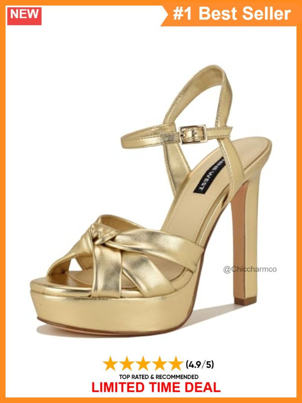 Nine West Windee Faux Leather Heeled Sandal with Ankle Strap